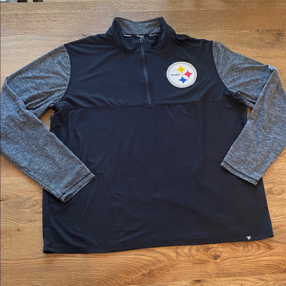 Fanatics Black and Gray Steelers Quarter-Zip Pullover